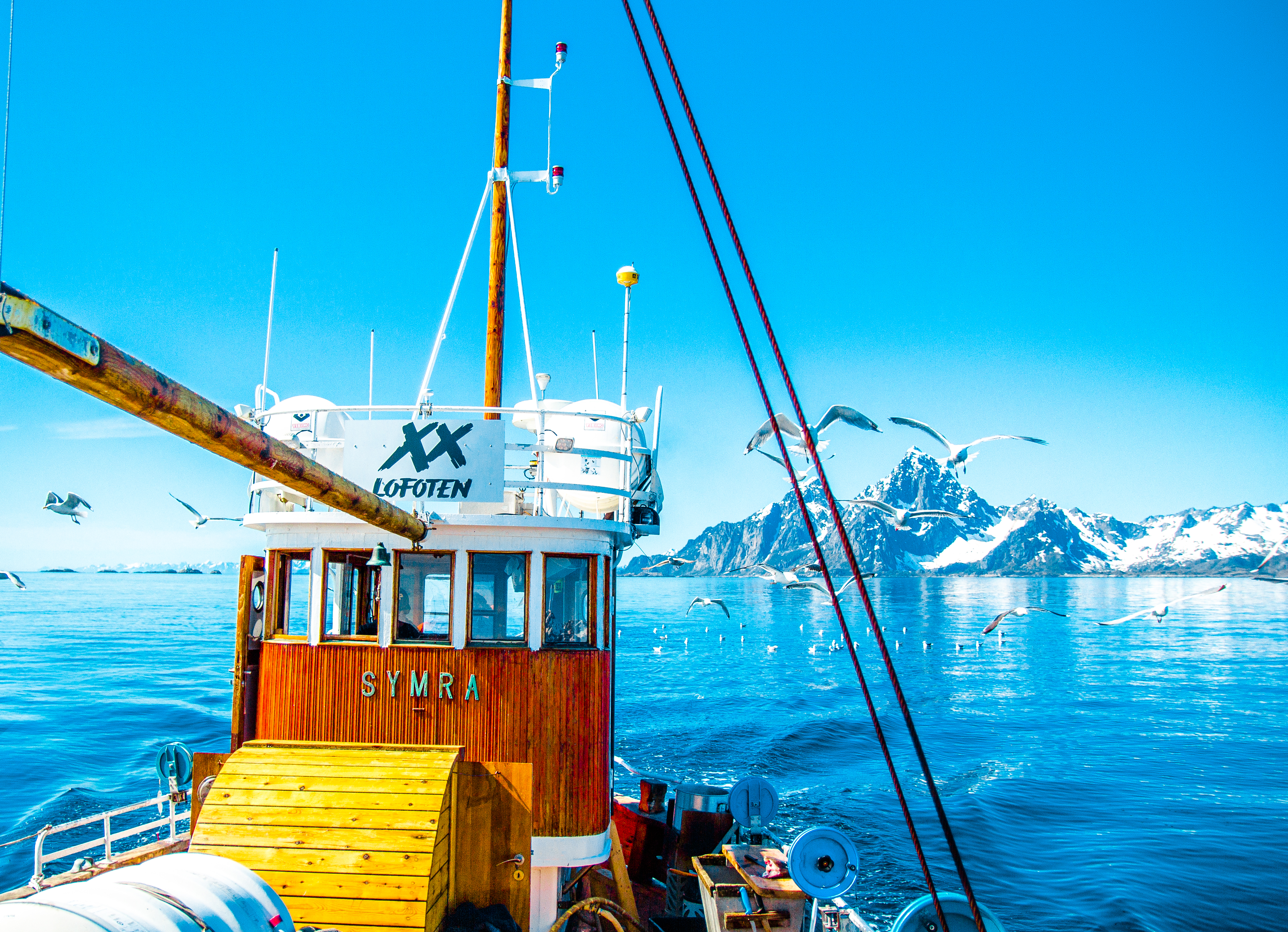 The fishing boat MS Symra on the coast of Lofoten