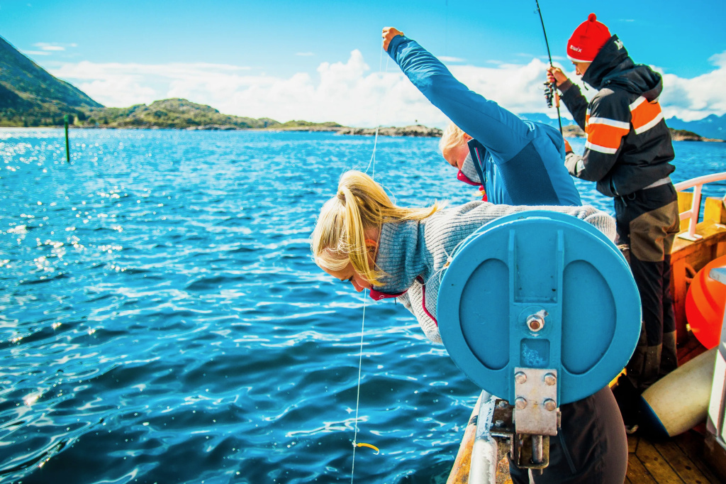 Fishing from boat.