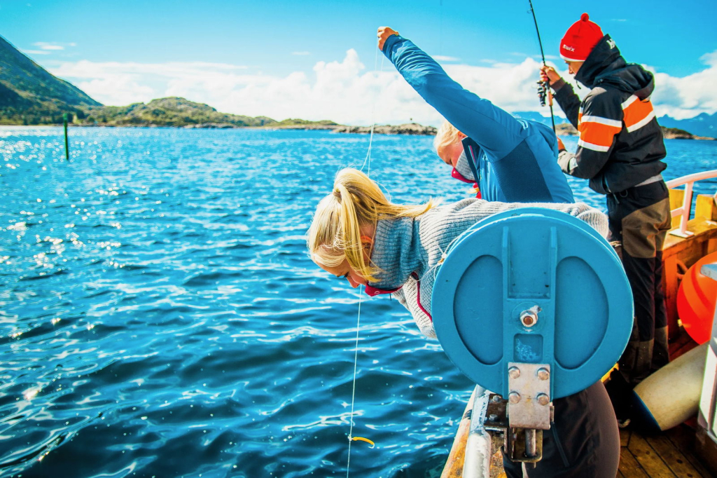 Fishing from boat.